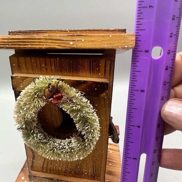 Enesco vintage Wooden Christmas musical outhouse decor - Picture 9 of 10
